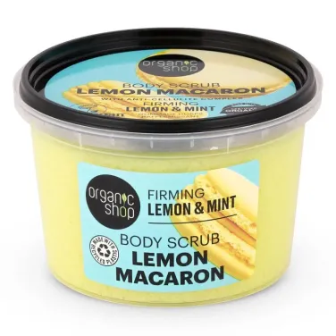 “lemon macaron” feszesítő testradír citrommal és mentával 250 ml
